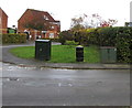 SO7708 : Two cabinets and a litter bin on a Whitminster corner by Jaggery