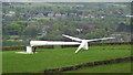 Fallen wind turbine by Mount Etna near Rochdale