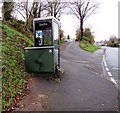 Telecoms cabinet 15 and BT phonebox on a Brecon corner