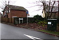 Dark green telecoms cabinet, L?n Slwch, Brecon