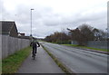 Cyclist on National Cycle Route 72, Westfield, Workington