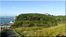 TR3341 : View towards Dover Castle from coast path to White Cliffs by Colin Park