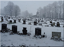 SE1823 : Liversedge Cemetery on a snowy day by habiloid