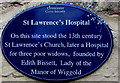 SP0202 : St Lawrence's Hospital blue plaque, Cirencester by Jaggery