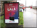 ST3188 : Sky Broadband Sale advert on a city centre bus shelter, Newport by Jaggery