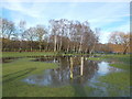 Flooded grassy area next to Ruislip Lido