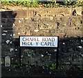 Bilingual road name sign on an Abergavenny corner