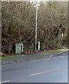 Dark green cabinets alongside Ponthir Road, Caerleon