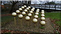 Golden balls sculpture, Northwich