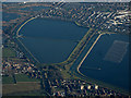 Walton On Thames reservoirs from the air