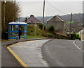 X8 and T6 bus stop and blue shelter, Neath Road, Crynant