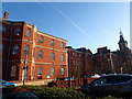 Aircraft contrails above the Downshire Civic Centre