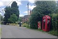 SP2267 : Postbox, phone box and cottages, Mill Lane, Little Shrewley by Robin Stott