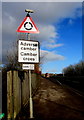 ST3487 : Adverse camber sign alongside the A48, Newport by Jaggery