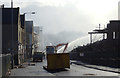 The remains of Drummond Mill being doused, Lumb Lane