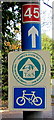 Thames & Severn Way and National Cycle Network Route 45 signs, School Lane, Whitminster