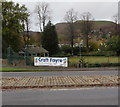 SO4593 : Craft Fayre banner facing the A49, Church Stretton by Jaggery