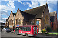 Bus outside the church