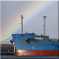 J3576 : Ship and rainbow, Belfast by Rossographer