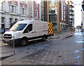 Power washing the High Street pavement, Newport