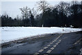 Deep snow drift across the B3129 at the top of Belmont Hill, Failand