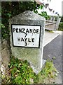 Old Milestone by the A3074, Tyringham Road, Lelant