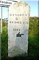 Old Guide Stone by the A394 at Manhay Vean crossroads