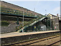 Steps up from platform 1 at Tirphil station