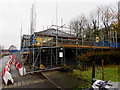 Scaffolding on the former Brecon Law Courts building