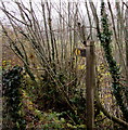 Public footpath signpost at the eastern end of Cambrian Close, Brecon