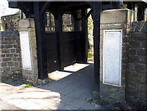 SE1835 : Church of St Luke, Eccleshill - lych gate memorial tablets by Stephen Craven