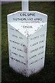 Milestone outside former Sutherland Arms Hotel, Golspie