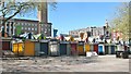 Closed market stalls at the market place