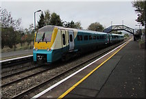 SO4382 : Northbound train in Craven Arms station by Jaggery