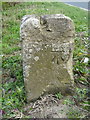 OS cut mark on old milestone / mounting block beside the B1249