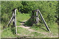 ST1899 : Bridge on bridleway, landscaped colliery tip by M J Roscoe
