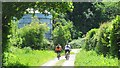 Cyclists on the track near Limbourne Farm