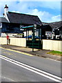 Queen Elizabeth II postbox near a bus shelter, Llanfrechfa, Torfaen