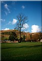 Sports field of Dollar Academy and the Ochil Hills