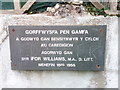 Gorffwysfa Pen Gamfa plaque, Tregarth