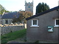 An AED on the village hall