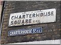 Charterhouse Square street name sign