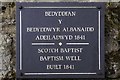 Scotch Baptist Baptism Well Plaque