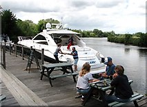 TG2906 : Outdoor seating at the Water's Edge pub by Evelyn Simak