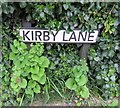 SK7617 : Kirby Lane sign south side by Andrew Tatlow