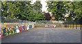 Five a-side football pitch with pre-painted graffiti 