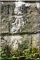 Benchmark on pier of railway bridge over Rochdale Canal