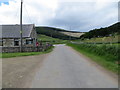 Junction of minor roads at Glenbuchat Village Hall