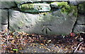 Benchmark on base stone in wall on east side of A6033 at Nab Nook