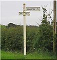 Direction sign and post at Belvoir Road/Wood Lane Crossroads